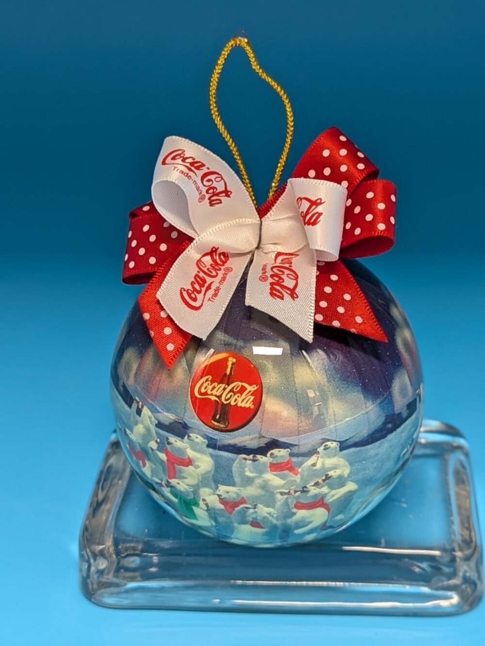 Coca Cola Polar Bear Christmas Ball Ornament (1995) VTG